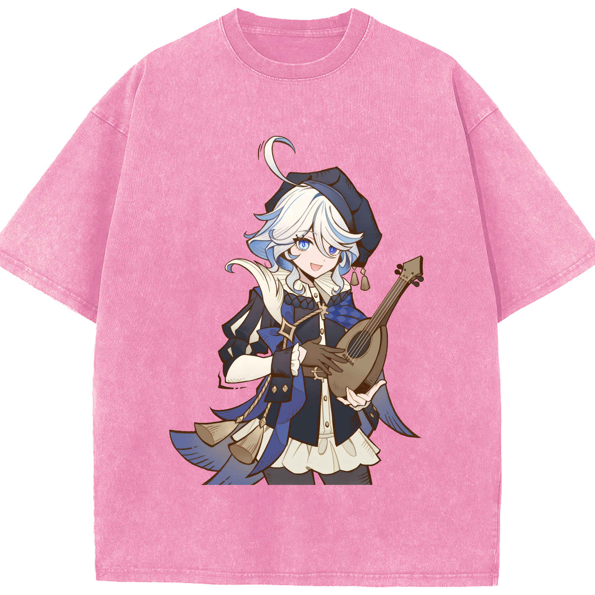 げんし神 フリーナ genshin Furina 綿100% ヴィンテージ風 半袖Tシャツ（フロントプリント）